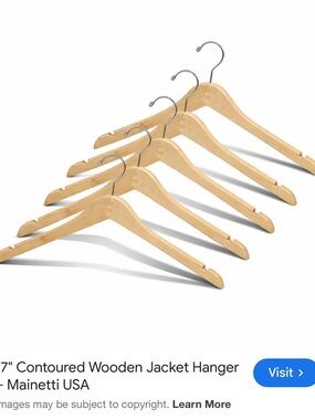 Hangers Set of Contoured Wooden Jacket Hangers - Natural Wood By JML 60 Hangers